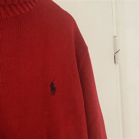 Ralph Lauren roll neck/ turtle neck men's red jumper... - Depop