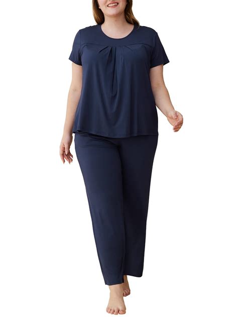 Women's Plus Size Pajama Set Soft Viscose Tops Pants Sleepwear – Latuza