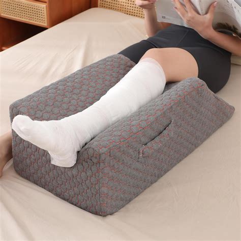AllSett Health Single Leg Elevation Pillow Post Surgery, Memory Foam Ankle Knee and Leg Wedge ...