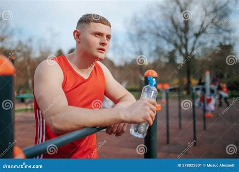 Sporting Success with Water Bottle Guy Stock Image - Image of relax ...