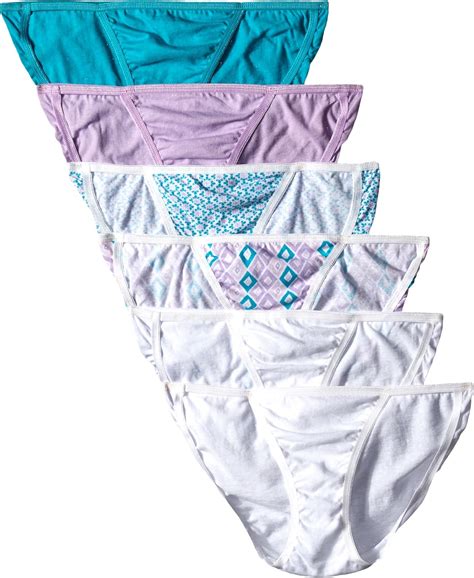Hanes Women's String Bikini Panty, Assorted, Size 7 (Pack of 6): Amazon ...