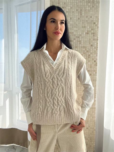 Sweater Vest Knitted Vest for Women Cable Knit Vest Sleeveless Sweater ...