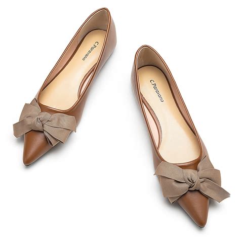 C.Paravano Women's Flats I Ballet Flats for Women I Brown Leather Flats ...