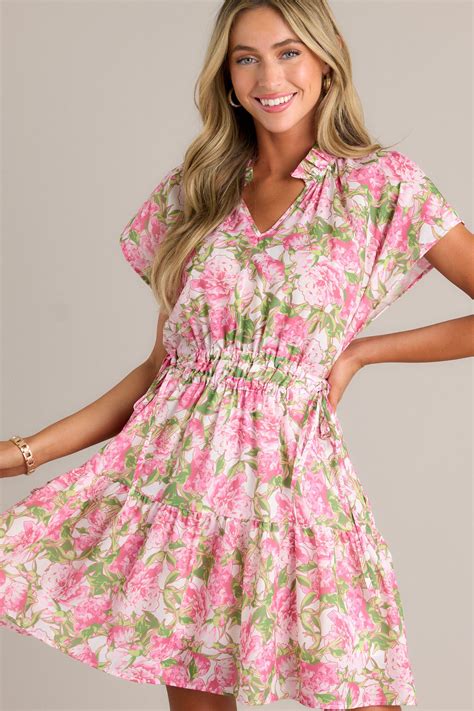 Pink Floral Mini Dress - All Dresses | Red Dress