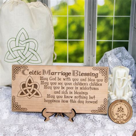 Engraved Cherrywood Celtic Marriage Blessing Plaque With Celtic Trinity ...