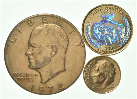 Solid 24K GOLD Plated Lot 1972 Eisenhower Dollar 2006 South Dakota ...