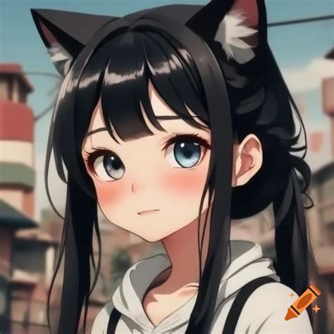 Cute anime cat girl character on Craiyon