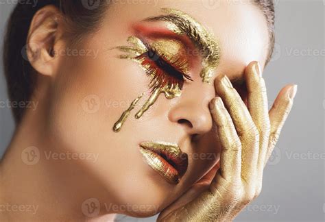 Female face with a beautiful creative makeup 16199925 Stock Photo at ...