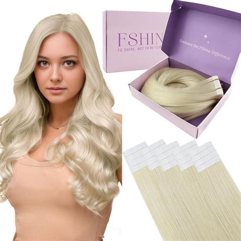 Amazon.com : Fshine White Blonde Tape in Hair Extensions Remy Human ...