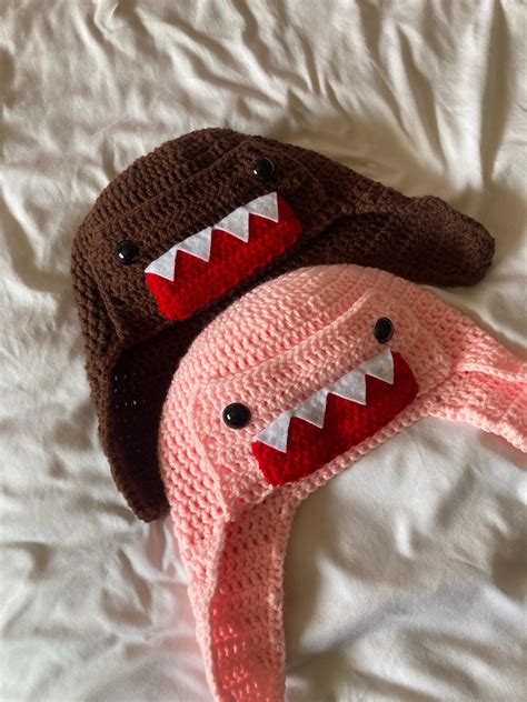 Crochet Domo Kun Hat | Handmade Crochet Trapper Hat - Cute Couples ...