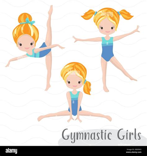 Clipart Cute Girl Gymnast Gym. Vector Illustration: Beautiful Cute ...