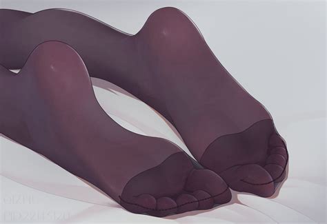feet, qizhu, foot sole, pantyhose, foot fetishism, anime, toes, closeup ...