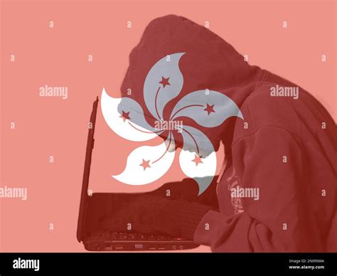 Hong Kong flag and Anonymous hooded hacker Stock Photo - Alamy