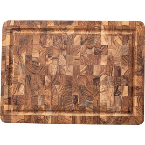 Teakhaus Small Rectangle End-Grain Cutting Board with Hand Grips ...