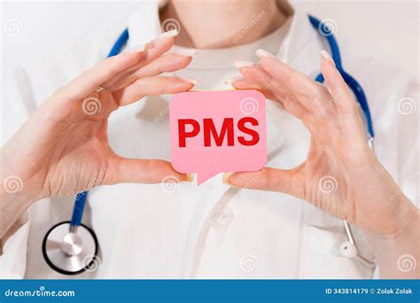 Medical and PMS, Premenstrual Syndrome Symbol. White Card with the Word ...