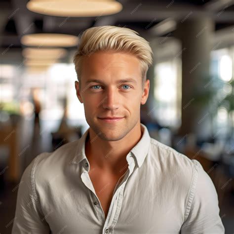 Premium AI Image | A handsome man with blonde hair portrait