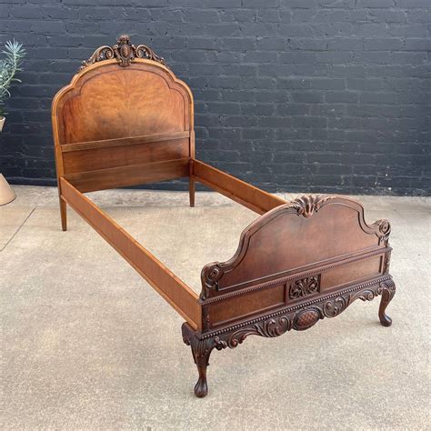 Antique French Louis XVI Hand Carved Wood Twin Size Bed Frame, 1940's ...