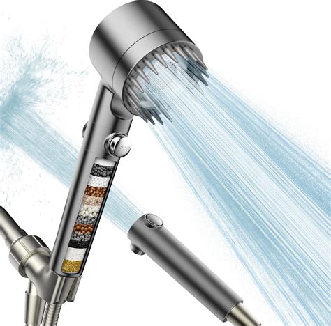 PWERAN Filtered Shower Head with Handheld, High Pressure Water Flow and Multiple Spray Modes ...