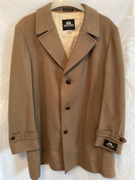 Mens Stafford Dress Coat, Wool, Camel Brown, Mid Leng… - Gem