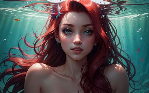 Ariel (Disney Princess) Wallpaper 4K, AI art, Underwater