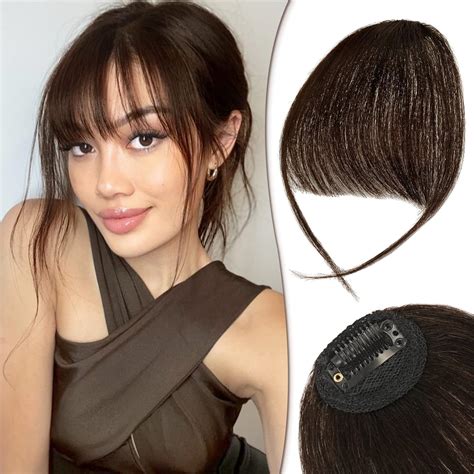 RUWISS Clip in Bangs 100% Real Human Hair Wispy Bangs Fringe with ...