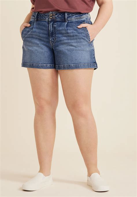 Plus Size m jeans by maurices™ High Rise Pleated A Line 5in Short ...