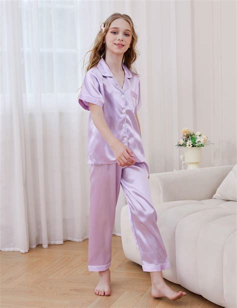 Snapklik.com : DIPUG Girls Pajamas Satin Three-Piece Pajama Set Silk ...