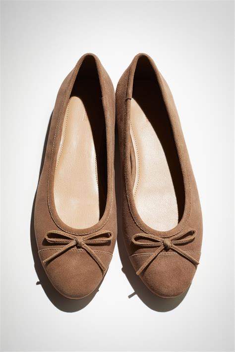 Leather Ballet Flats - Dark beige - Ladies | H&M AU