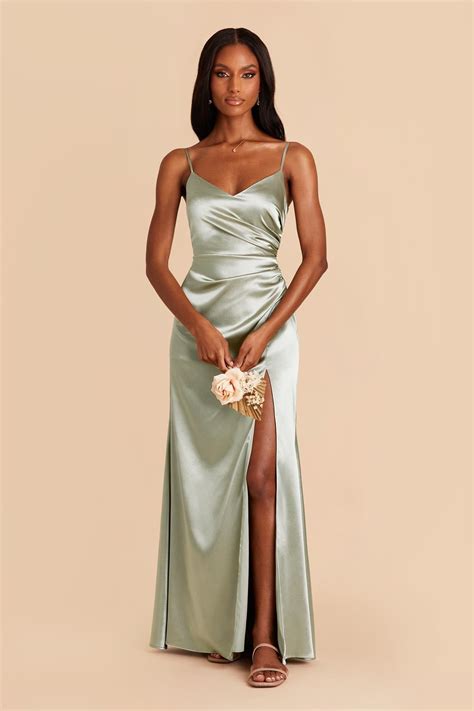 James Sage Satin Midi Dress | Birdy Grey | Green bridesmaid dresses ...