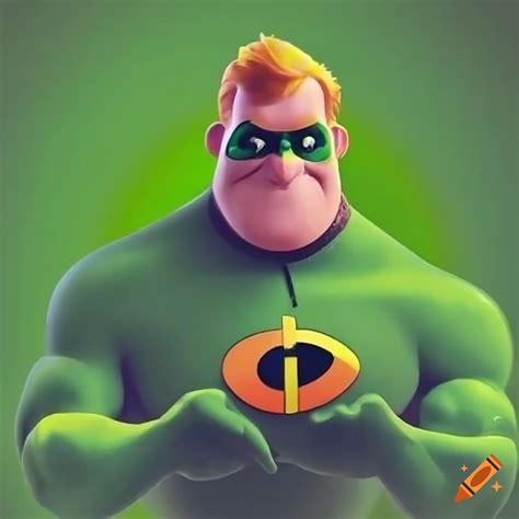 Image of a green mr. incredible on Craiyon
