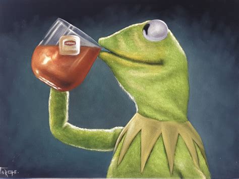 Kermit the Frog Drinking Tea Meme : Original Oil Painting on - Etsy