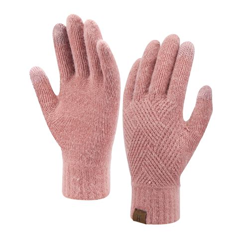 Fantastic Zone Womens Winter Gloves Cold Weathe, Warm Knit Touchscreen ...