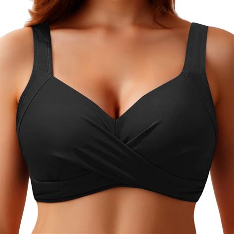 Sports Bra Swimsuit Underwire Bikini Tops with Padded Push Up Solid ...