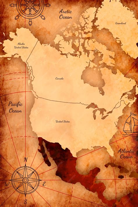 Premium Vector | Watercolor old america map illustration