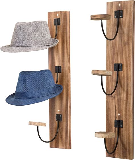 MyGift 2 Pcs Hat Rack Wall Mount, Cowboy Hat Organizer Holder, Coat ...