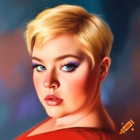 Plus-size short-haired blonde woman portrait on Craiyon