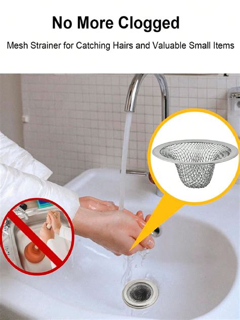 12pcs Tub Mesh Strainer Mesh Bathroom Lavatory Sink Strainer, Stainless ...