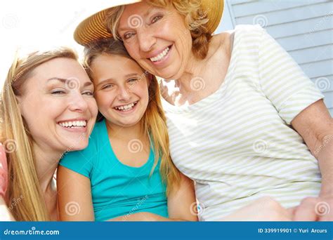 Family, Happy Child and Mother with Grandmother in Portrait for ...