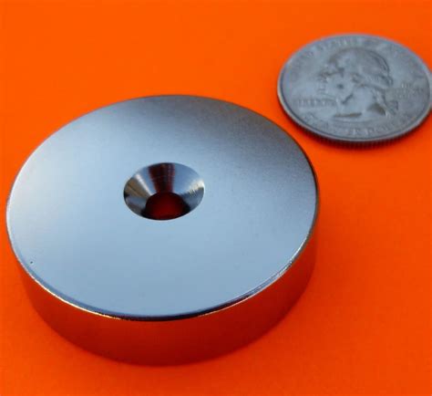 Super Strong Neodymium Magnet N42 1.5 x 3/8" w/Countersunk Hole Disc ...