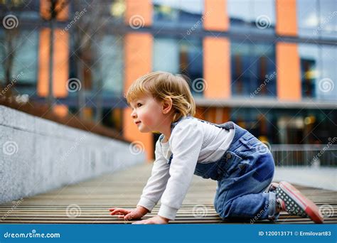 Cute Little Girl Crawling on the Floor Stock Image - Image of person ...