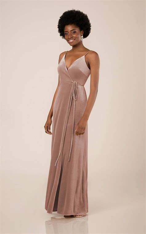 Romantic Velvet Floor-Length Bridesmaid Dress with Wrap Detail | Sorella Vita Bridesmaid Dresses