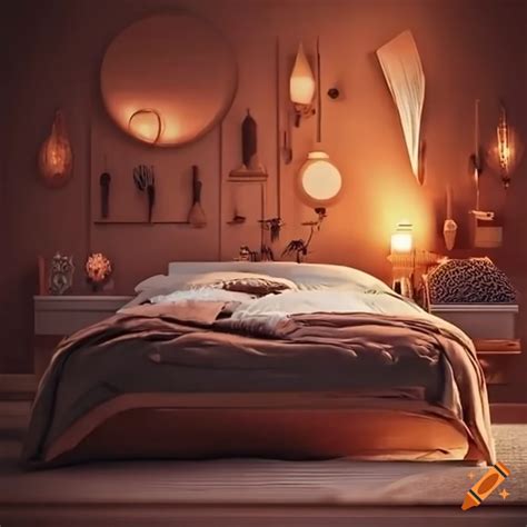 Stylish double bed in a cozy bedroom