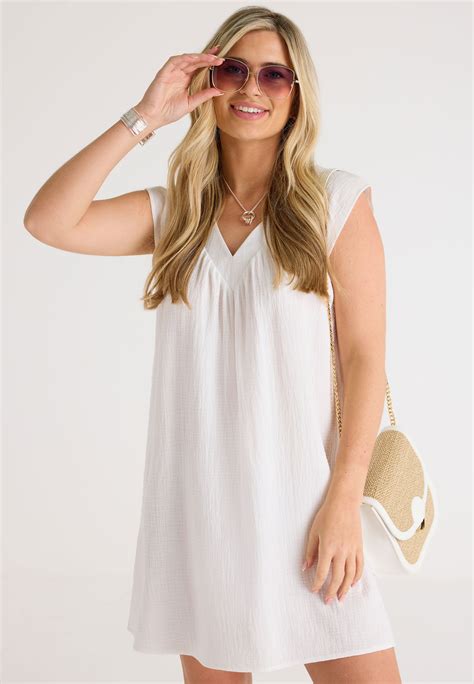 White Cap Sleeve Dress