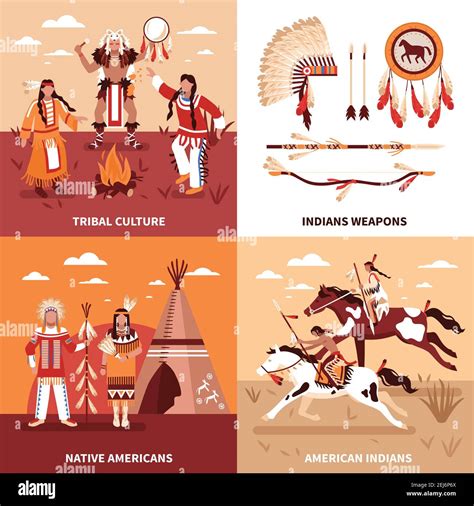 American indians 2x2 design concept set of tribal culture indian ...