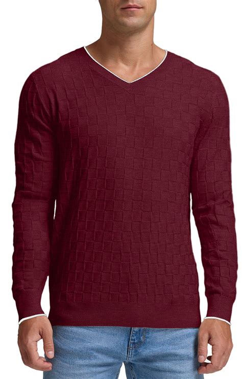 GIRUNS Men's V Neck Sweater Slim Fit Lightweight Long sleeve ...