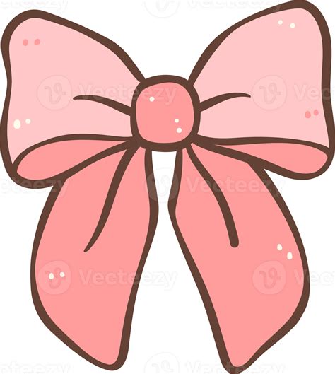 Cute pink hair bow doodle outline illustration 27943566 PNG