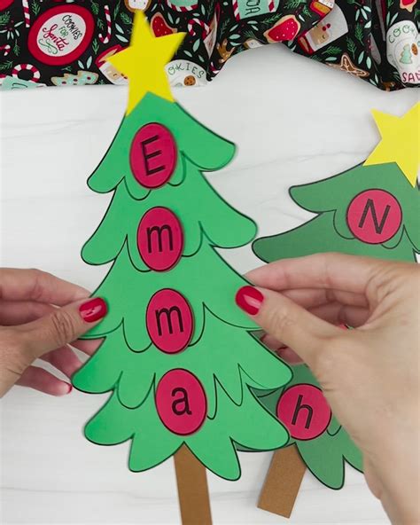 Christmas Tree Name Craft For Kids [Free Template] | Preschool christmas crafts, Name crafts ...