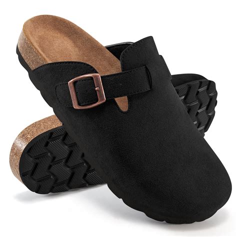 Ecetana Women's Suede Clogs & Mules Cork Footbed Slip On Leather Mules ...