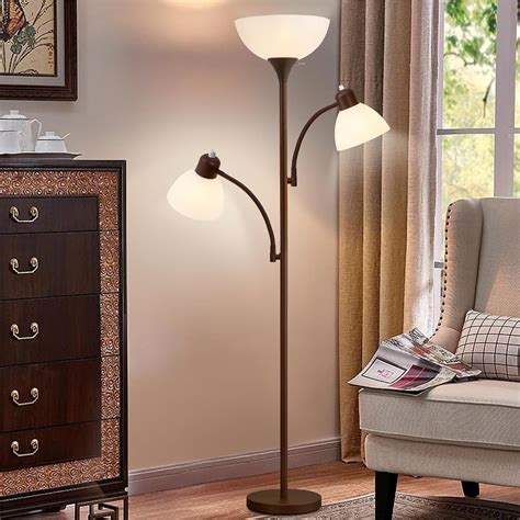 Luvkczc Torchiere Floor Lamps for Living Room with 2 Reading Lamps ...