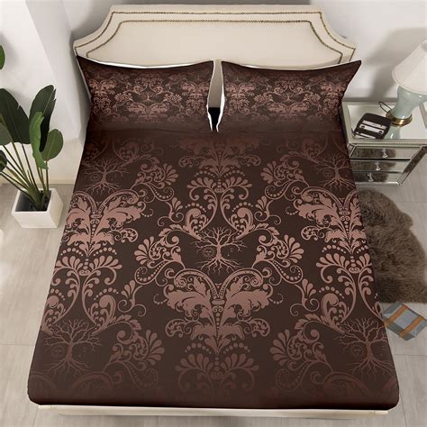 Adults Damask Gothic Bed Sheets Antique Victorian Fitted Sheet Queen ...